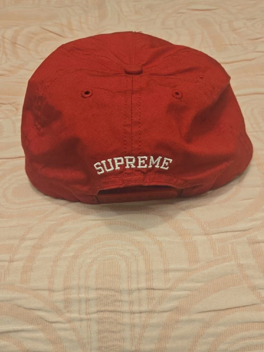 Supreme Red Embroidered Logo 5-Panel Cap